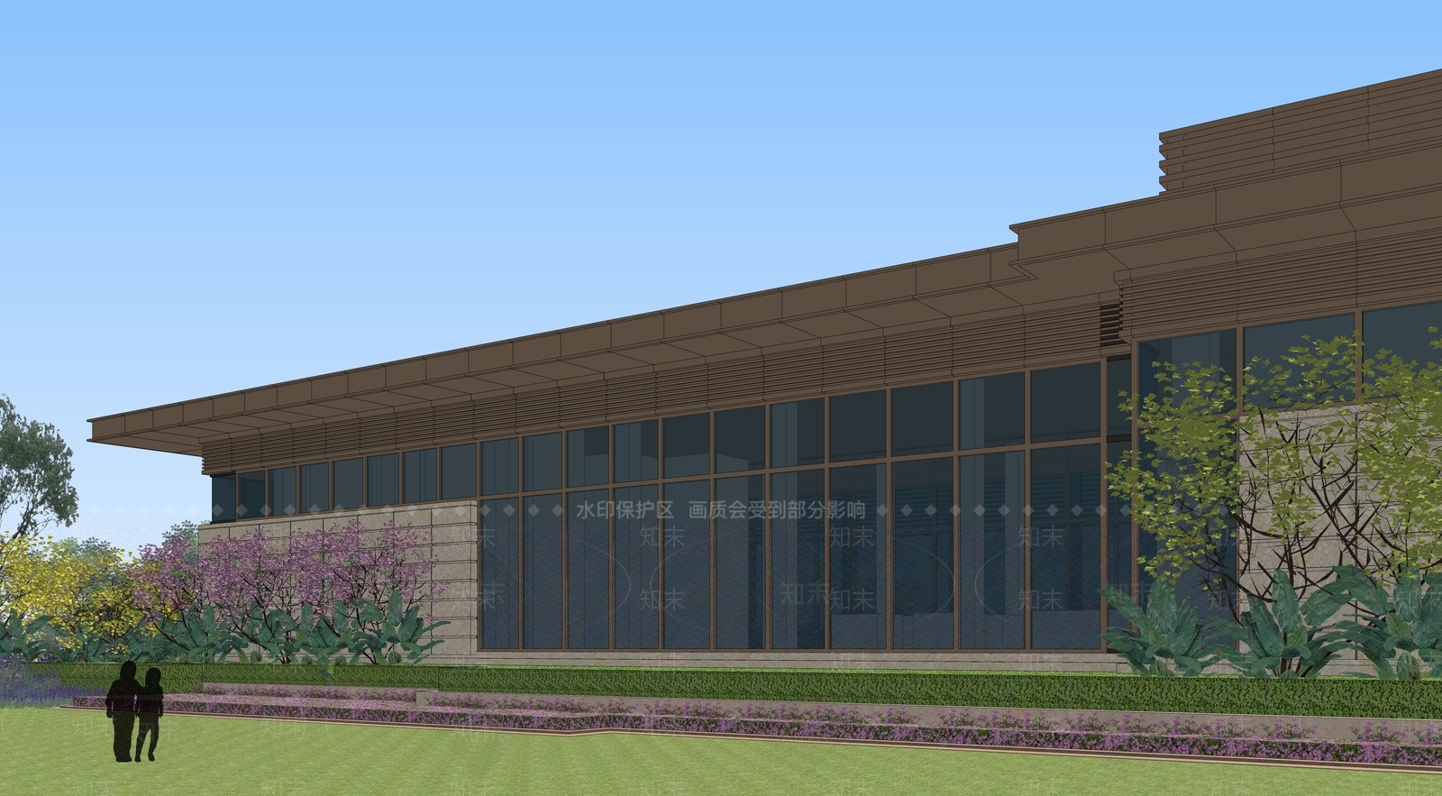 现代新中式售楼处建筑SU模型下载【ID:1201369615】