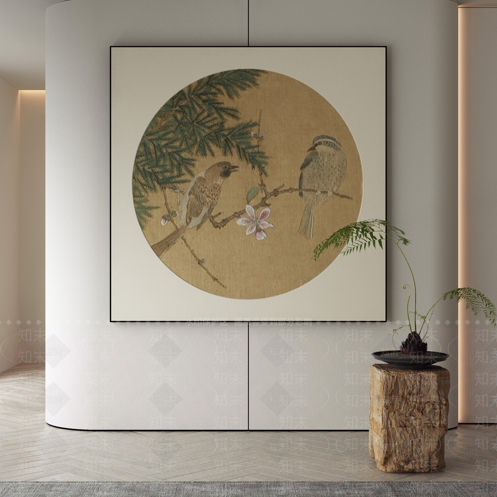 新中式宋式挂画3D模型渲染效果图