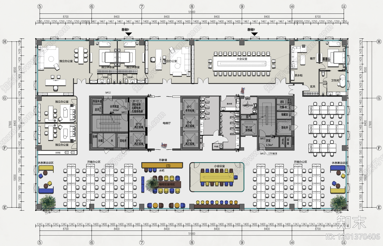 现代整体办公空间施工图下载【ID:1201370406】