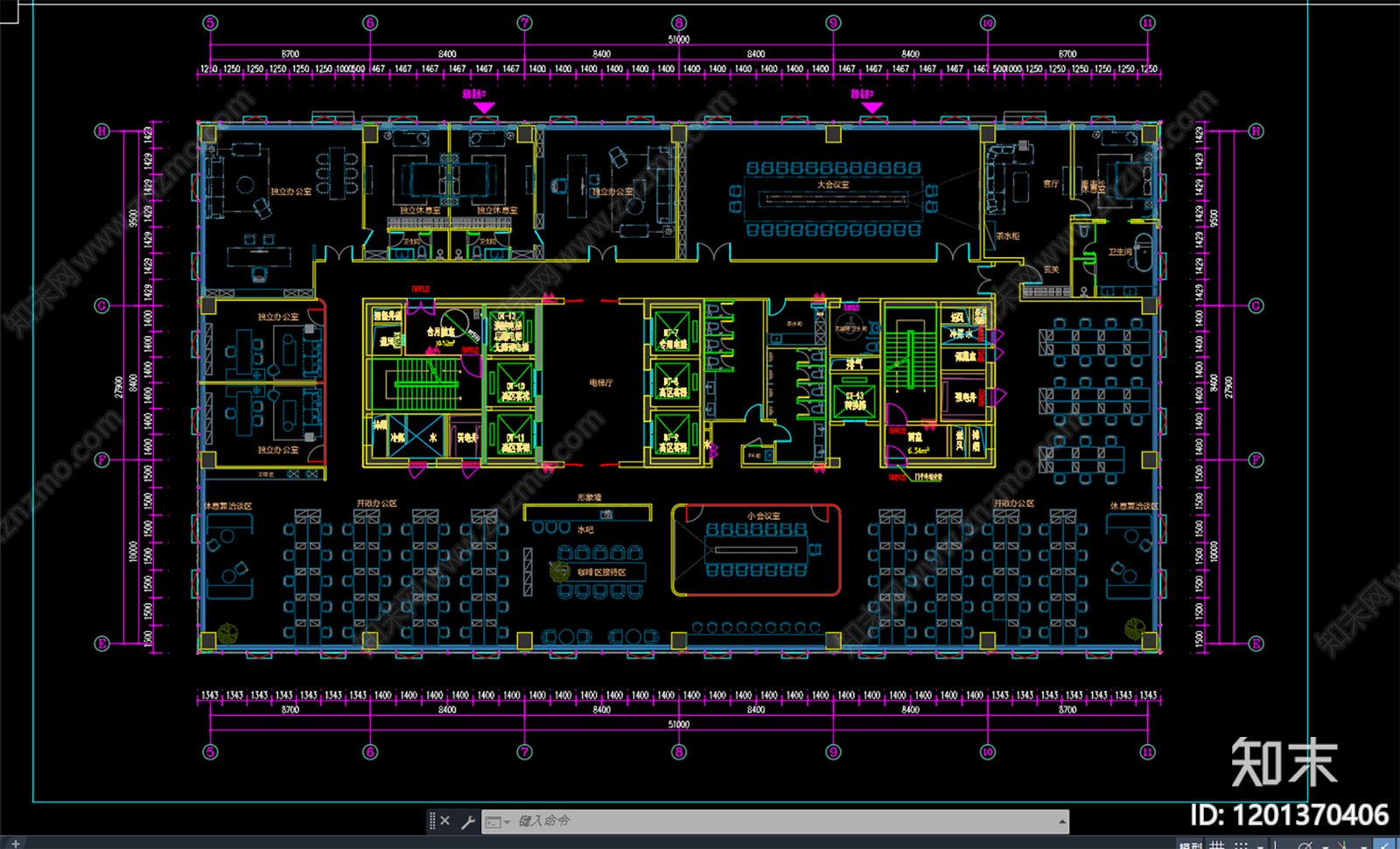 现代整体办公空间cad施工图下载【ID:1201370406】