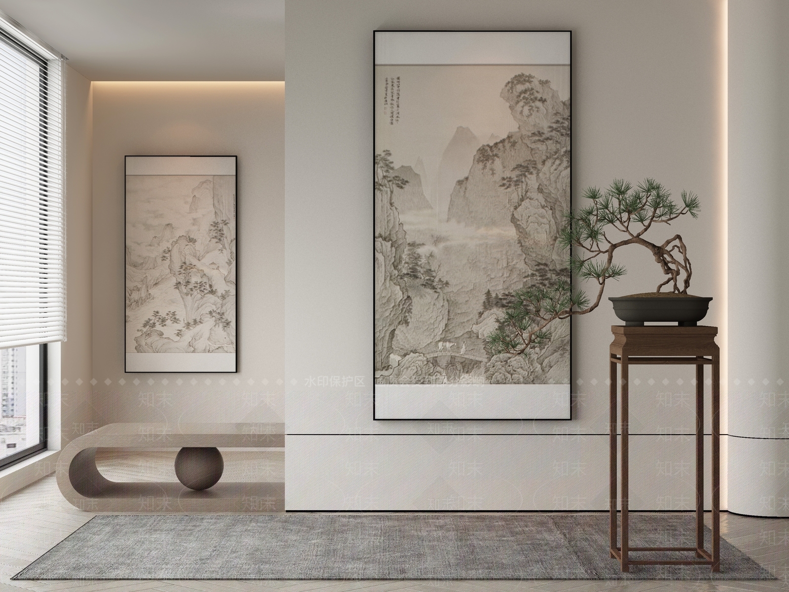 新中式中式挂画3D模型下载【ID:1201370405】