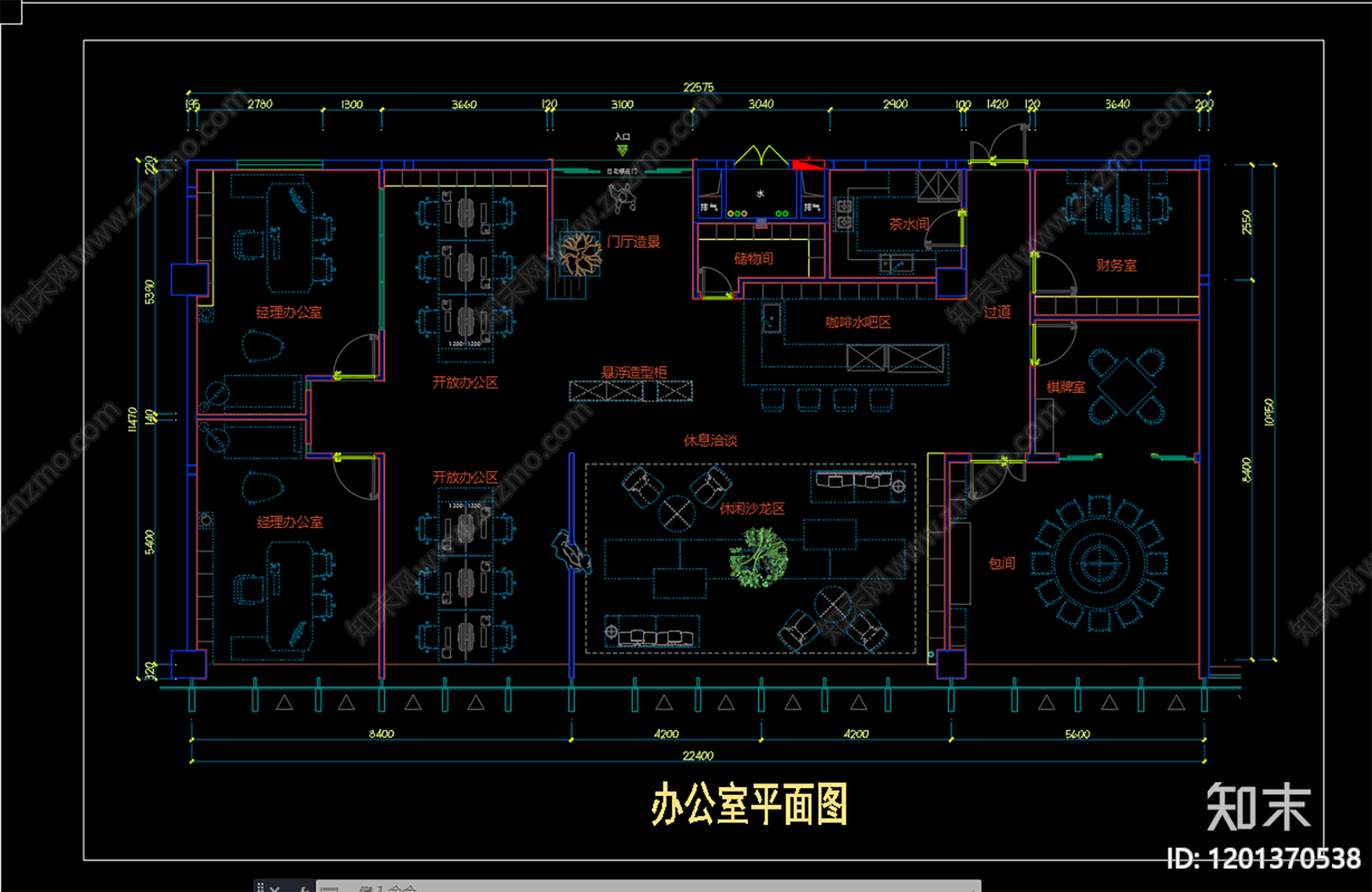 现代工作室cad施工图下载【ID:1201370538】