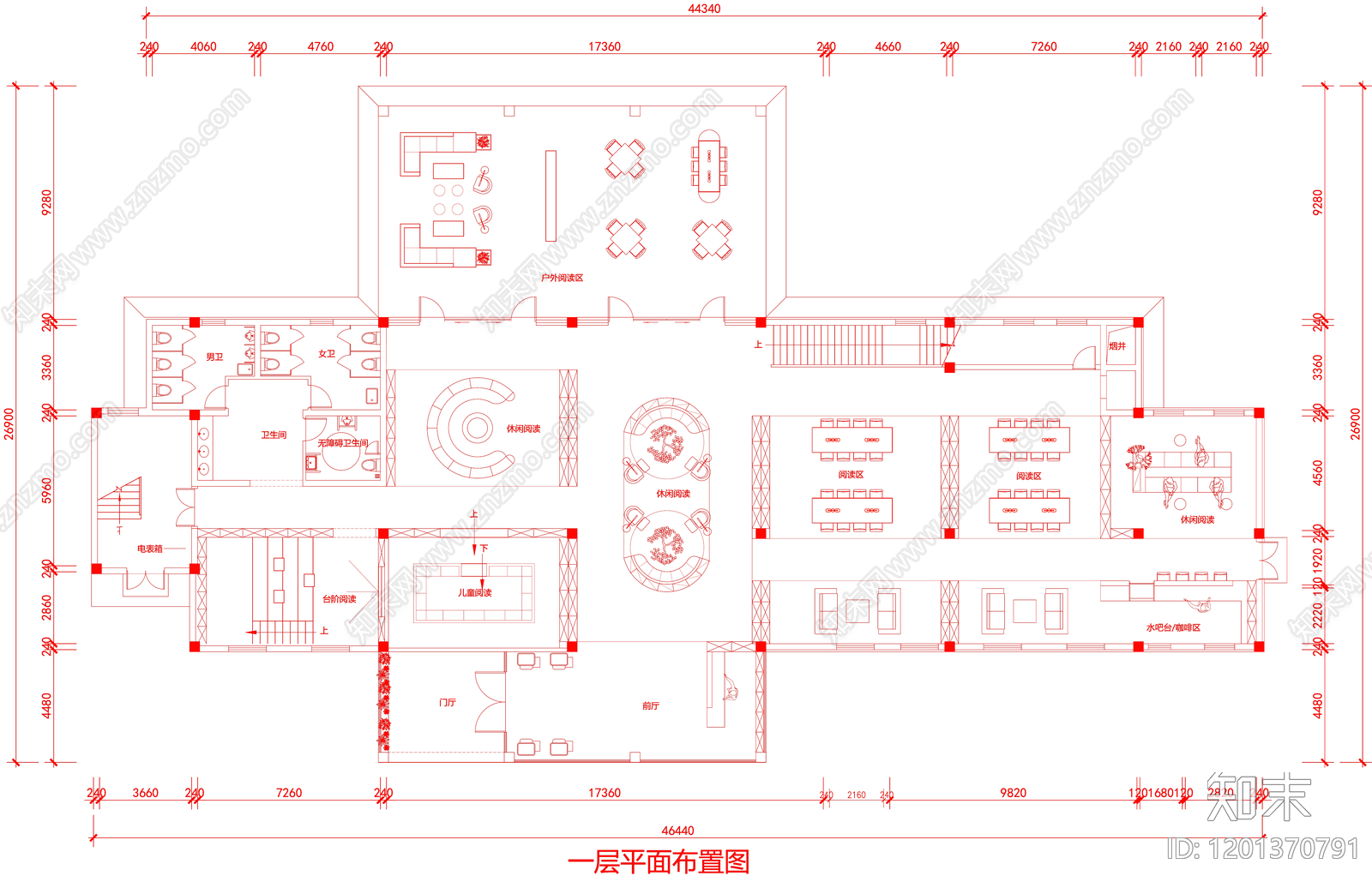 现代图书馆施工图下载【ID:1201370791】