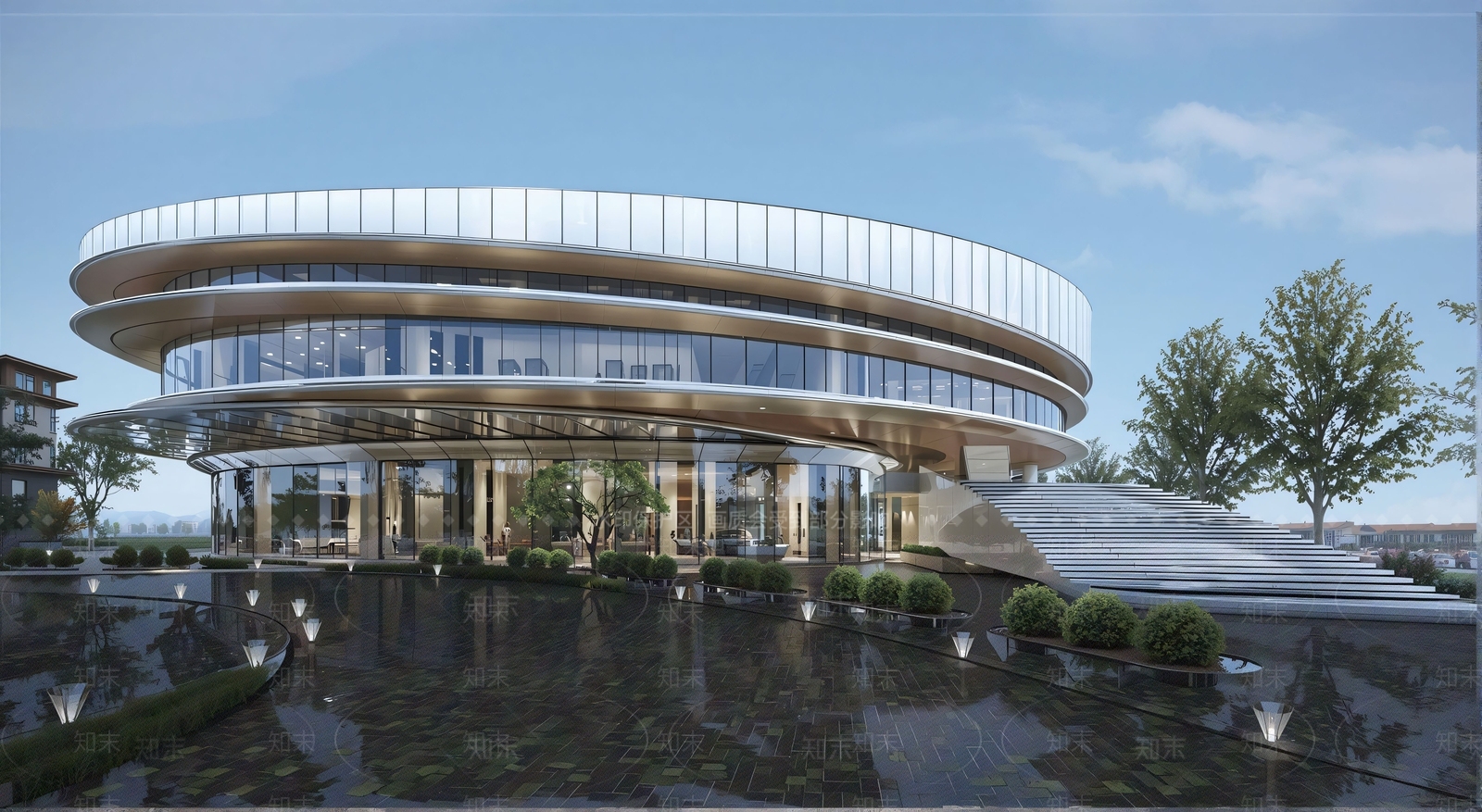 现代售楼处建筑SU模型下载【ID:1201371215】
