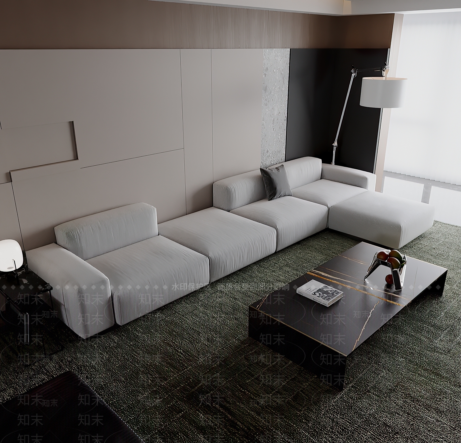 现代极简多人沙发3D模型下载【ID:1201372630】