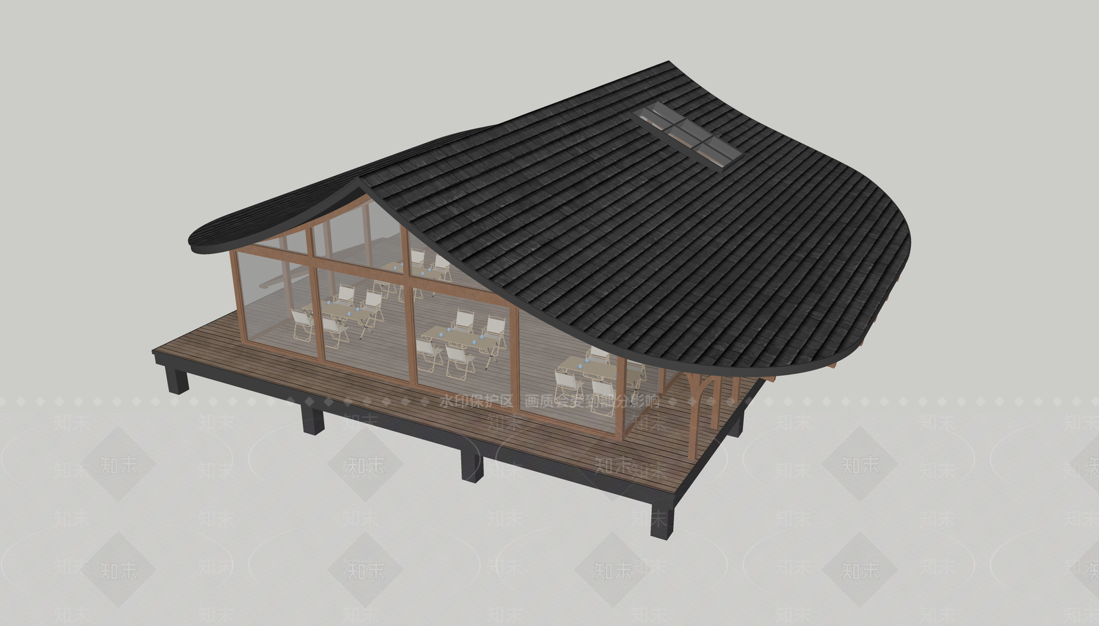 现代新中式小公建SU模型下载【ID:1201372573】