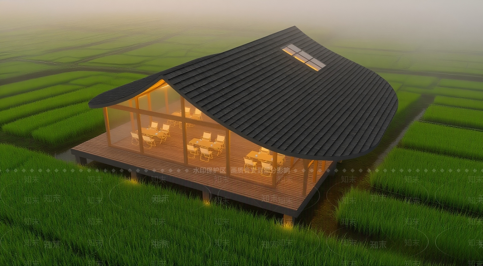 现代新中式小公建SU模型下载【ID:1201372573】