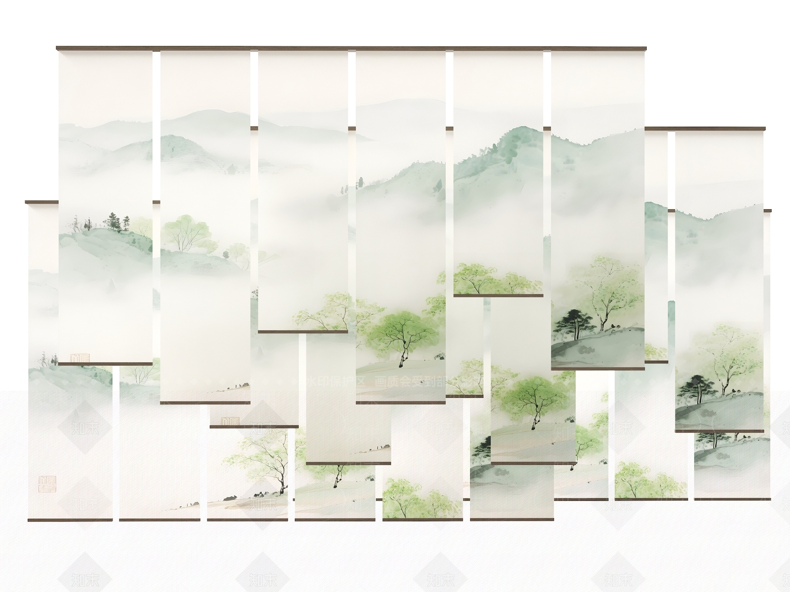 新中式现代卷帘3D模型下载【ID:1201377772】
