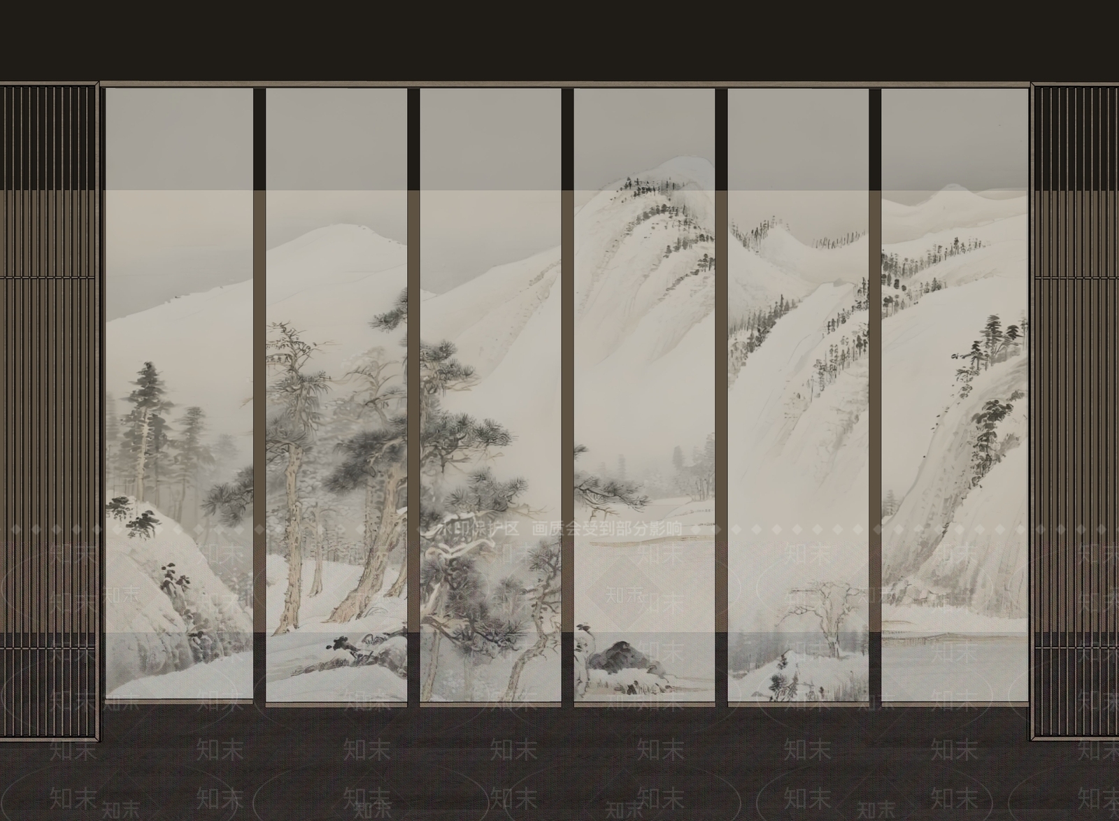 现代新中式窗帘SU模型下载【ID:1201377942】