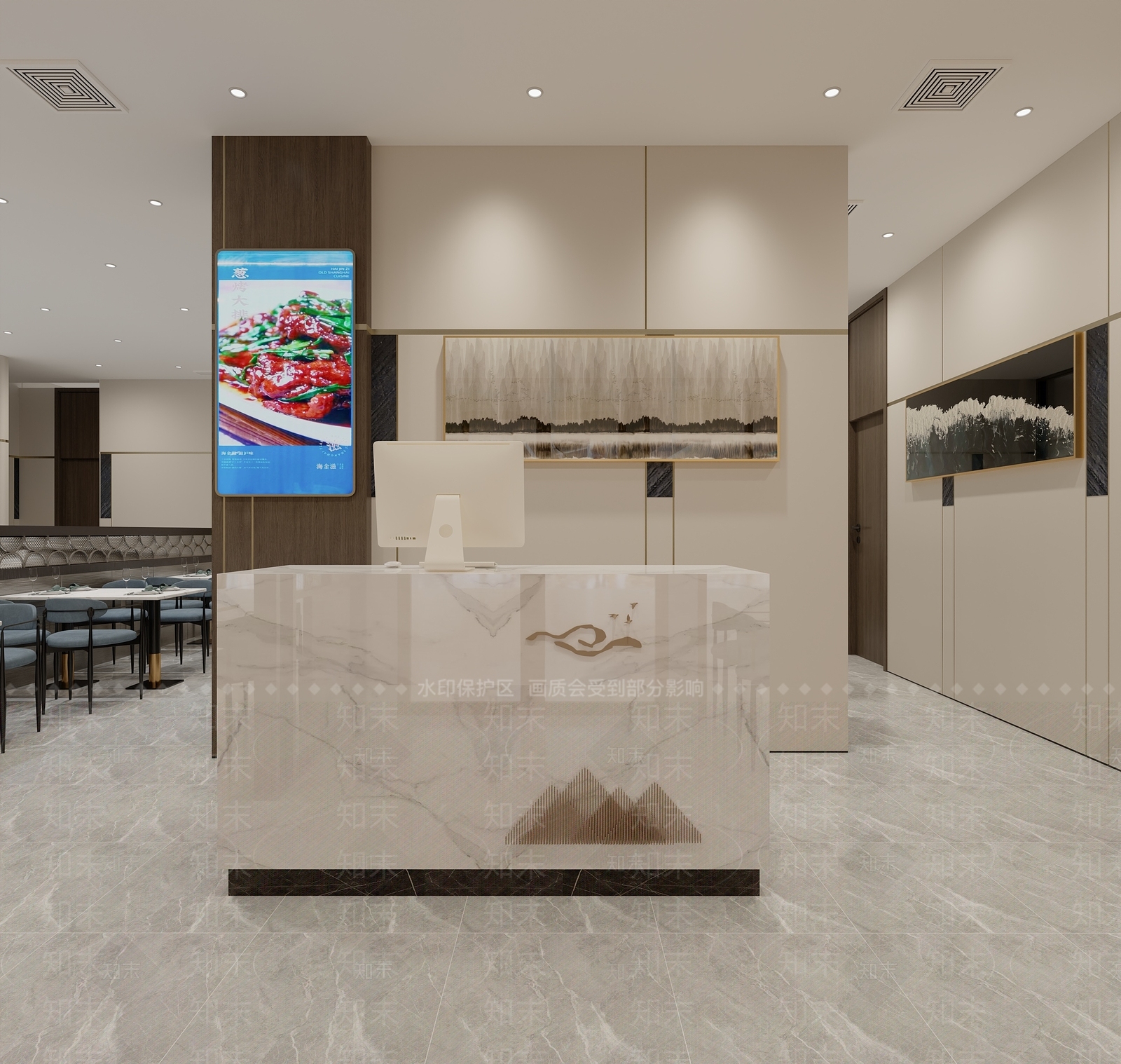 现代西餐厅3D模型下载【ID:1201379003】