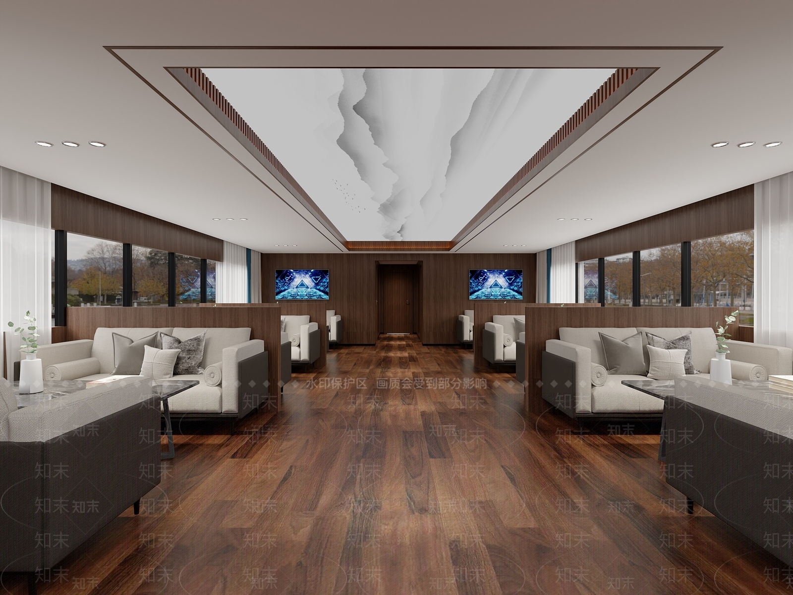 现代新中式自助餐厅3D模型下载【ID:1201379296】