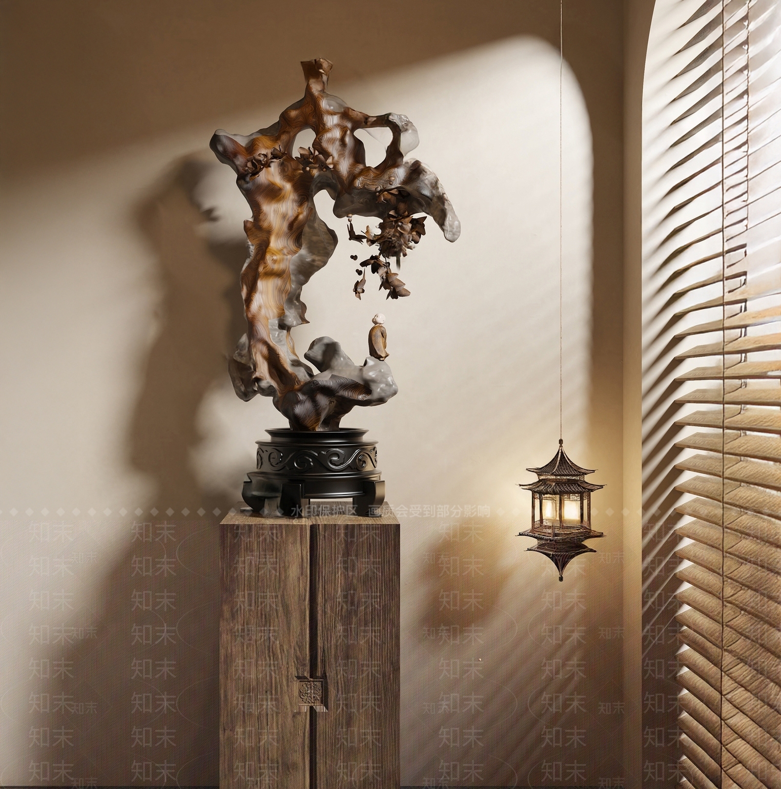 新中式雕塑摆件SU模型下载【ID:1201379379】