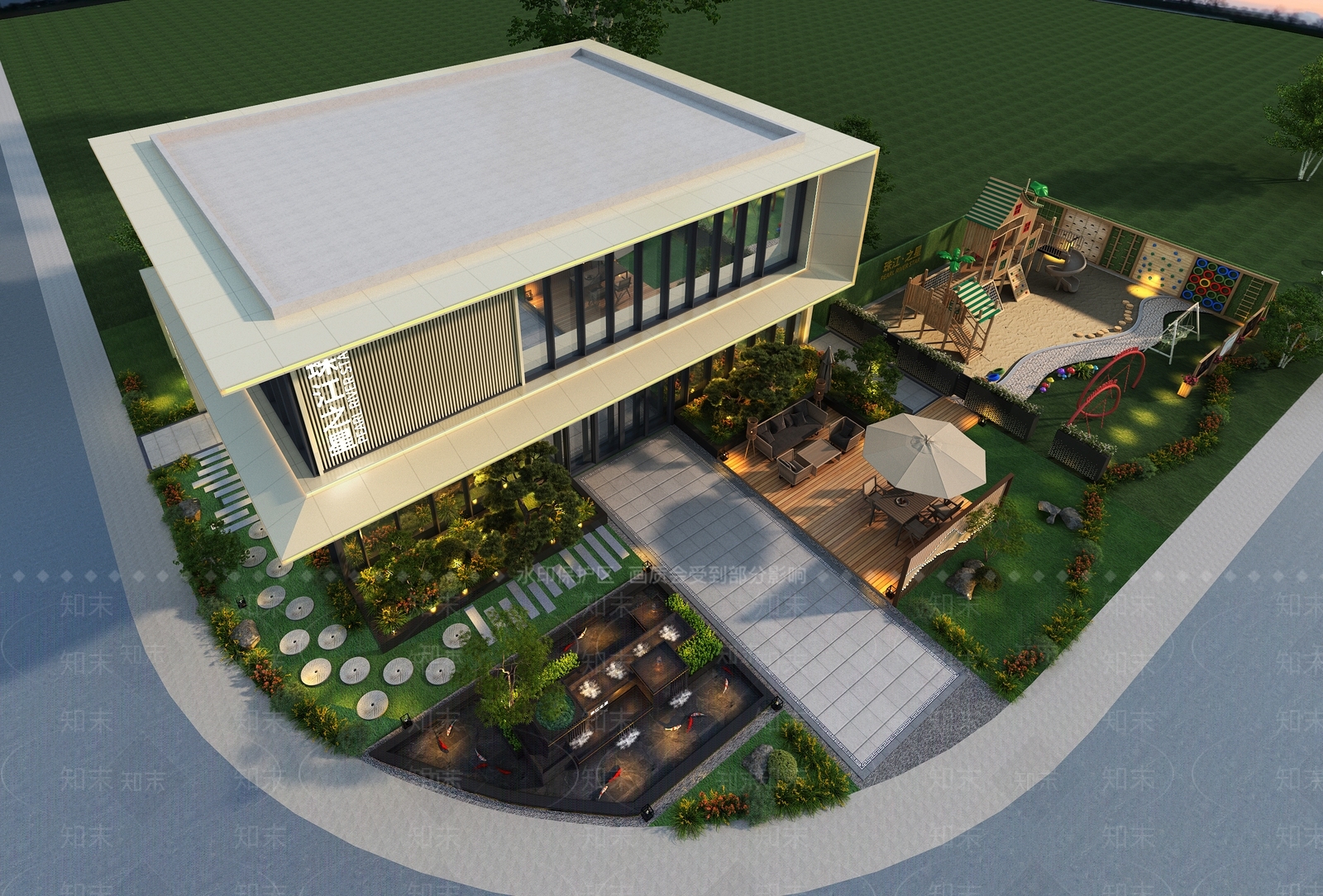 现代新中式商业景观3D模型下载【ID:1201382976】