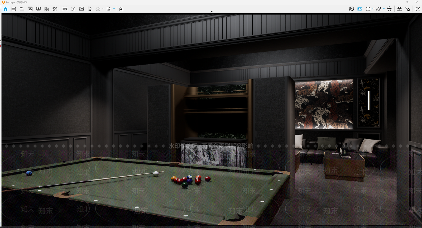 现代复古酒吧SU模型下载【ID:1201391009】