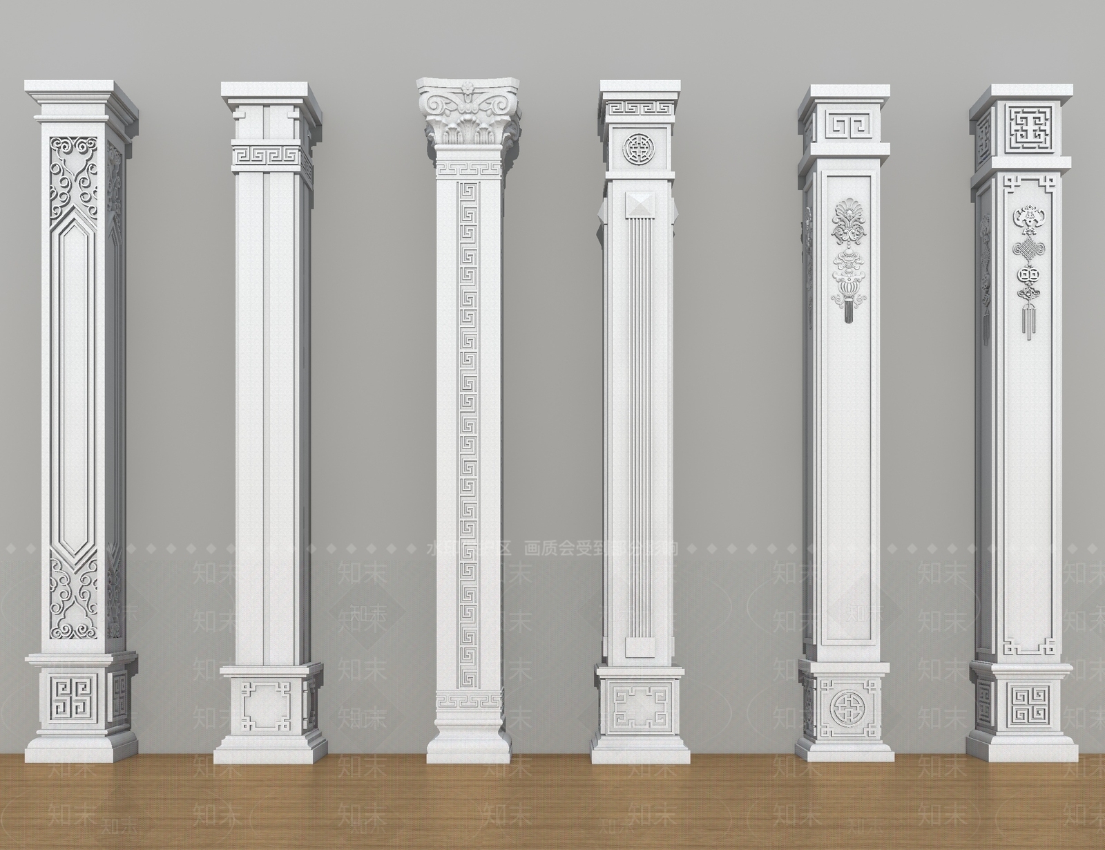 中式新中式柱子SU模型下载【ID:1201384694】