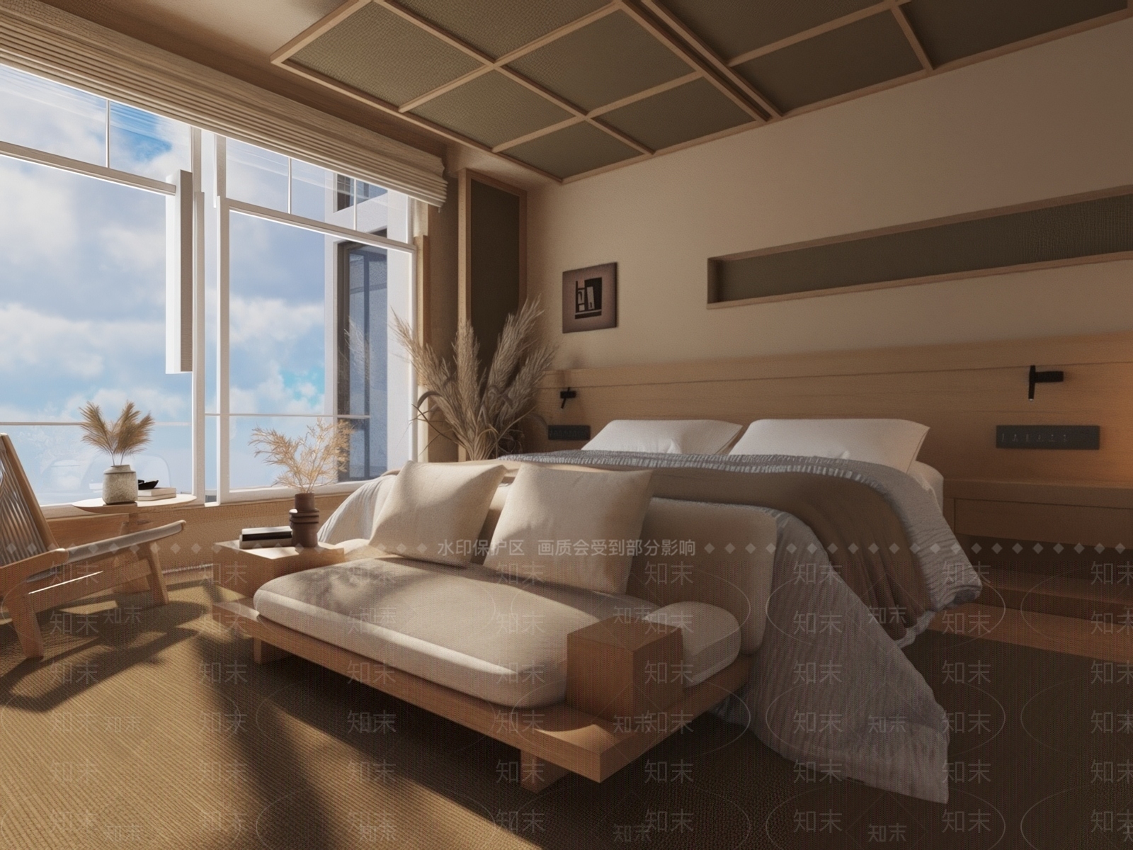 侘寂酒店客房SU模型下载【ID:1201386370】