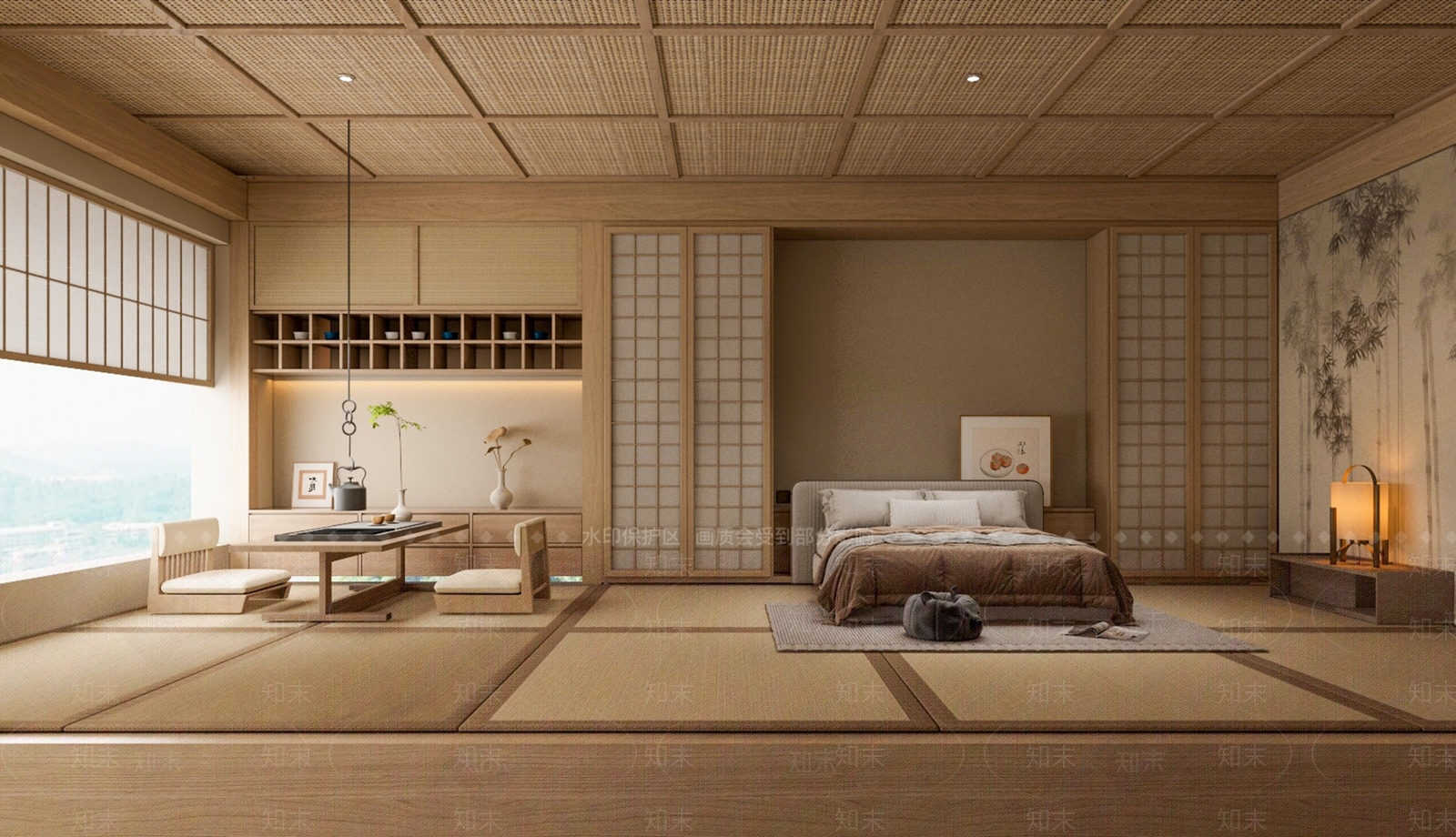 日式酒店客房SU模型下载【ID:1201386597】