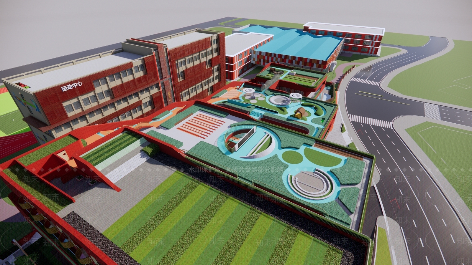 现代学校建筑SU模型下载【ID:1201386599】