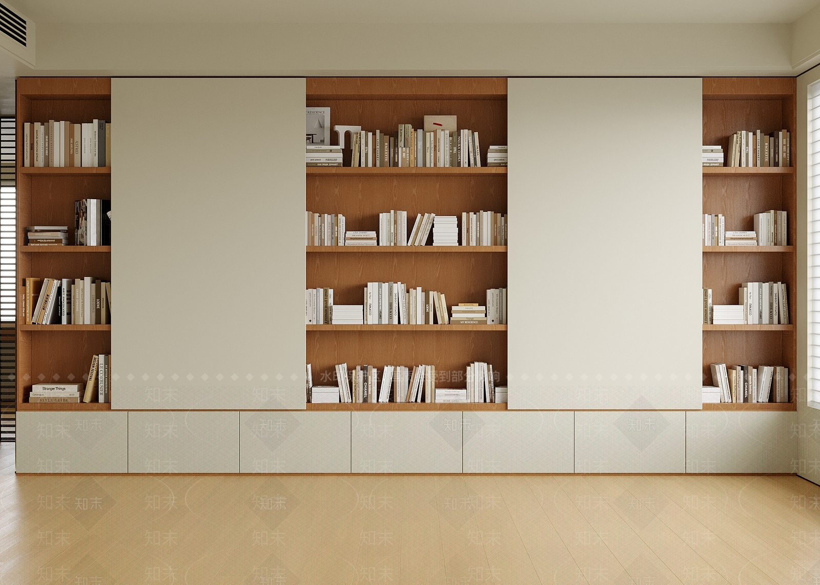 现代书柜3D模型下载【ID:1201387152】