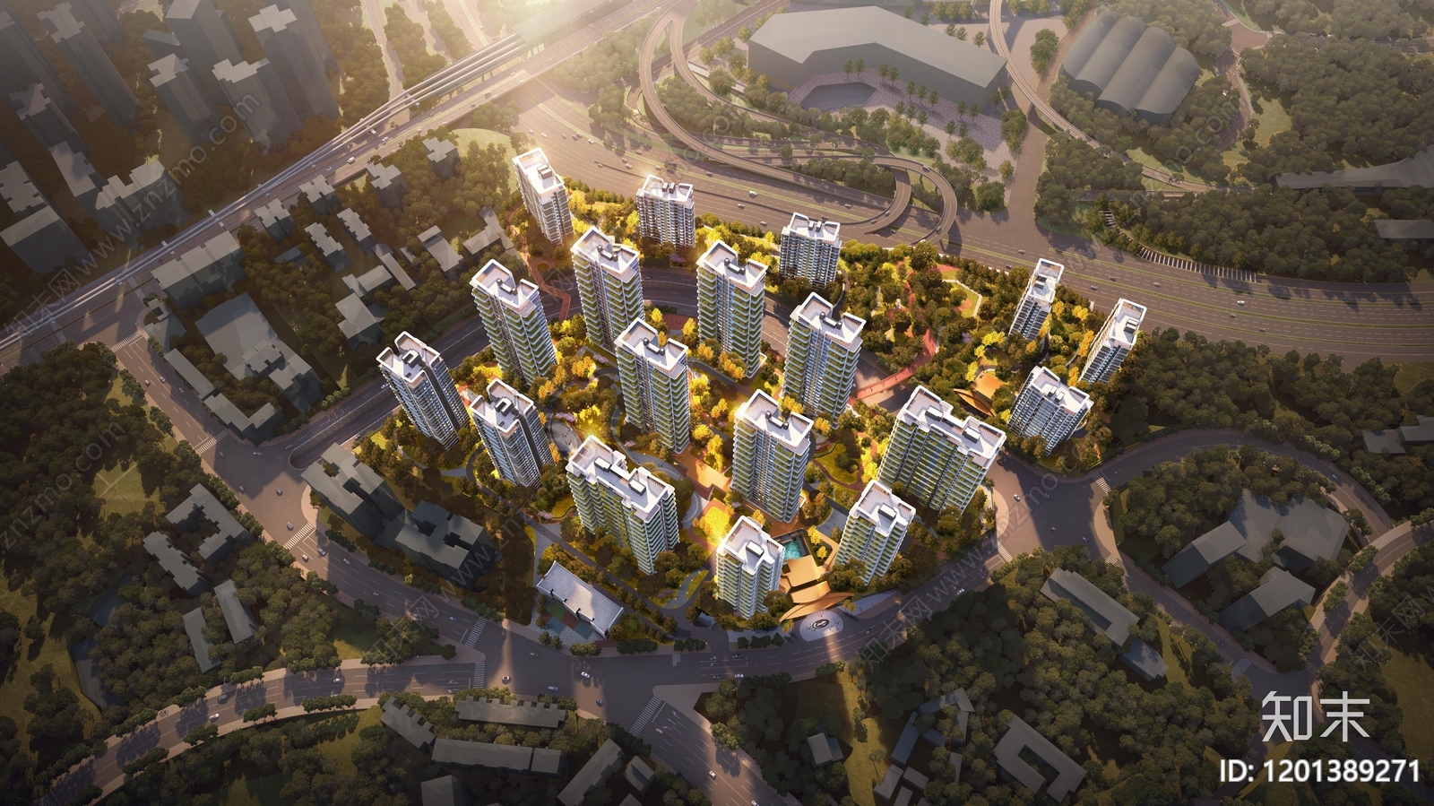 现代轻奢小区建筑下载【ID:1201389271】