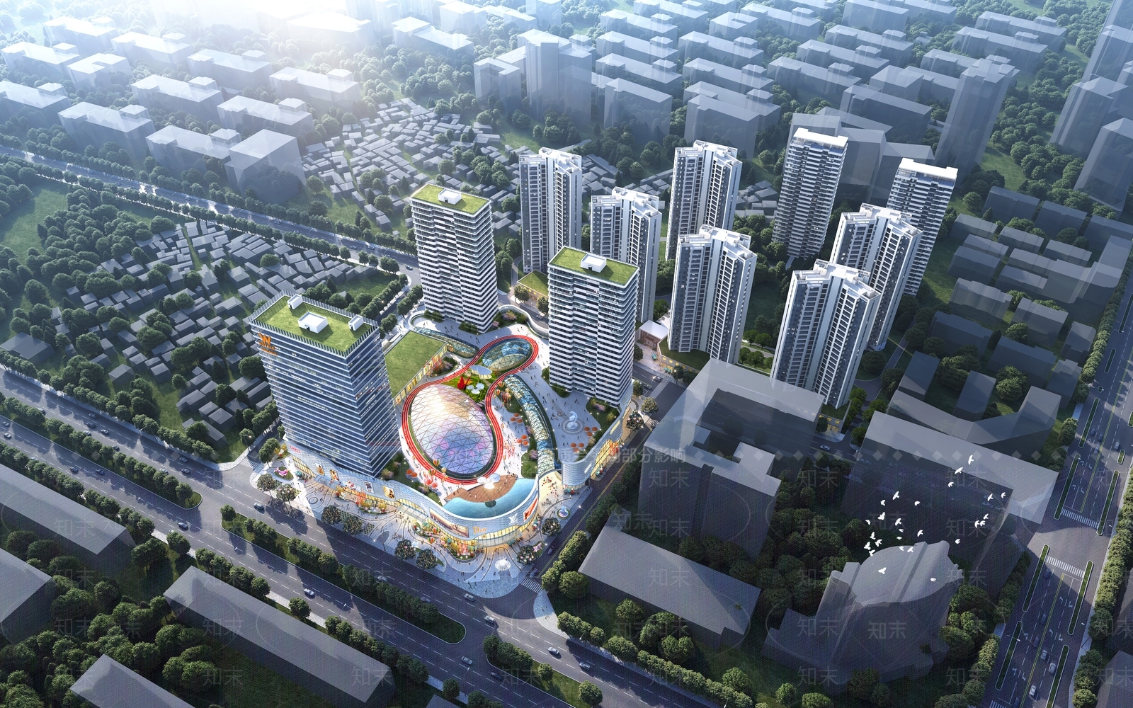 现代商场建筑SU模型下载【ID:1201390568】