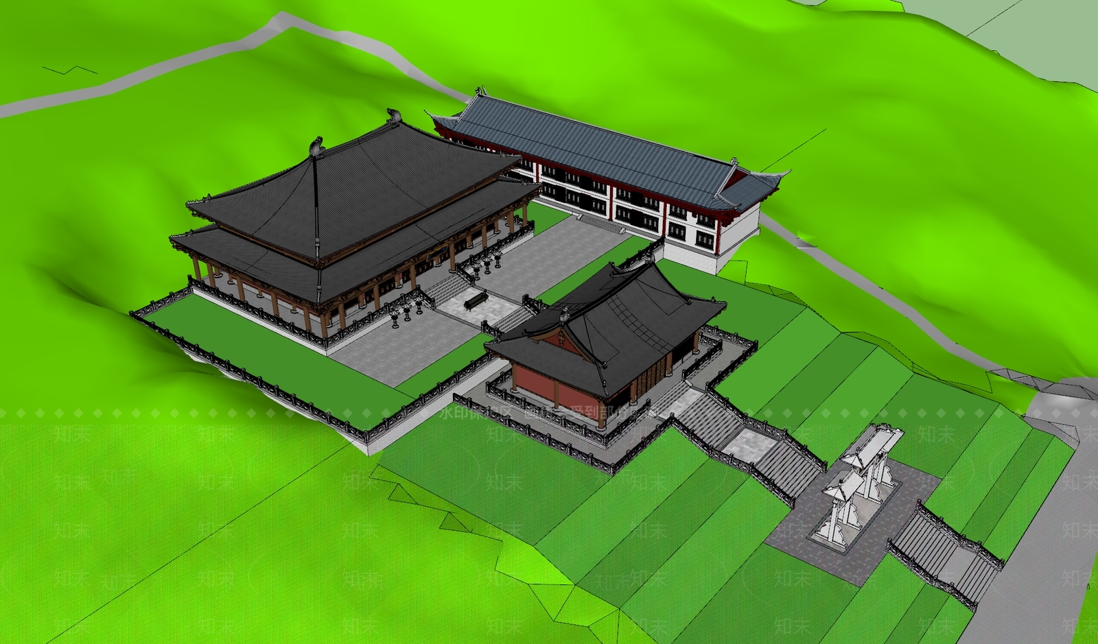 中式其他公共建筑SU模型下载【ID:1201391068】