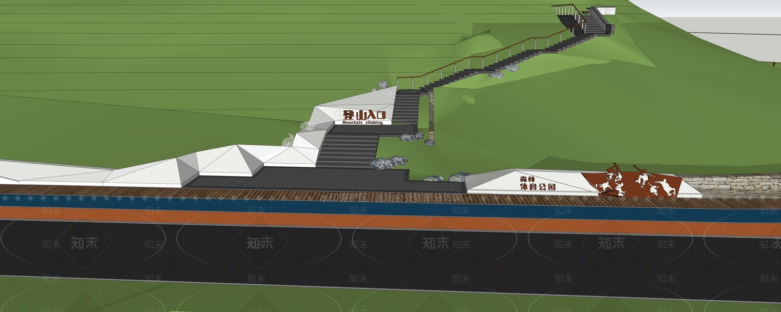 现代景观公园SU模型下载【ID:1201393119】