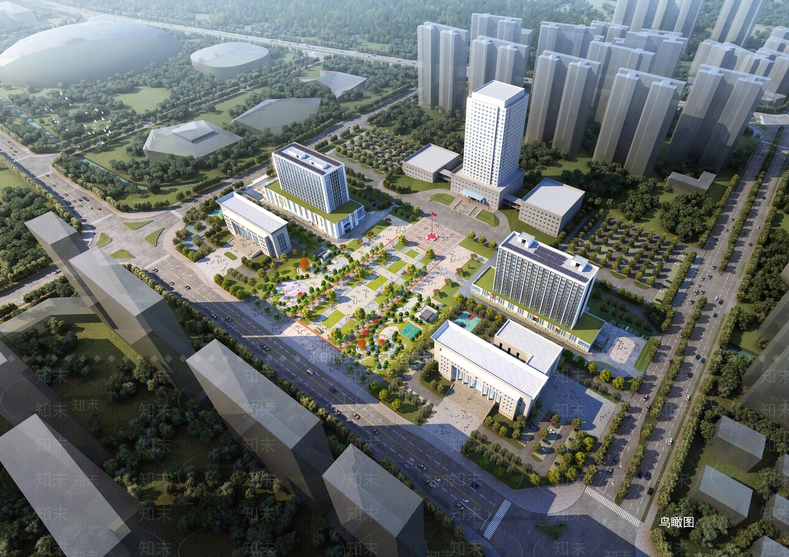 现代广场景观SU模型下载【ID:1201393423】