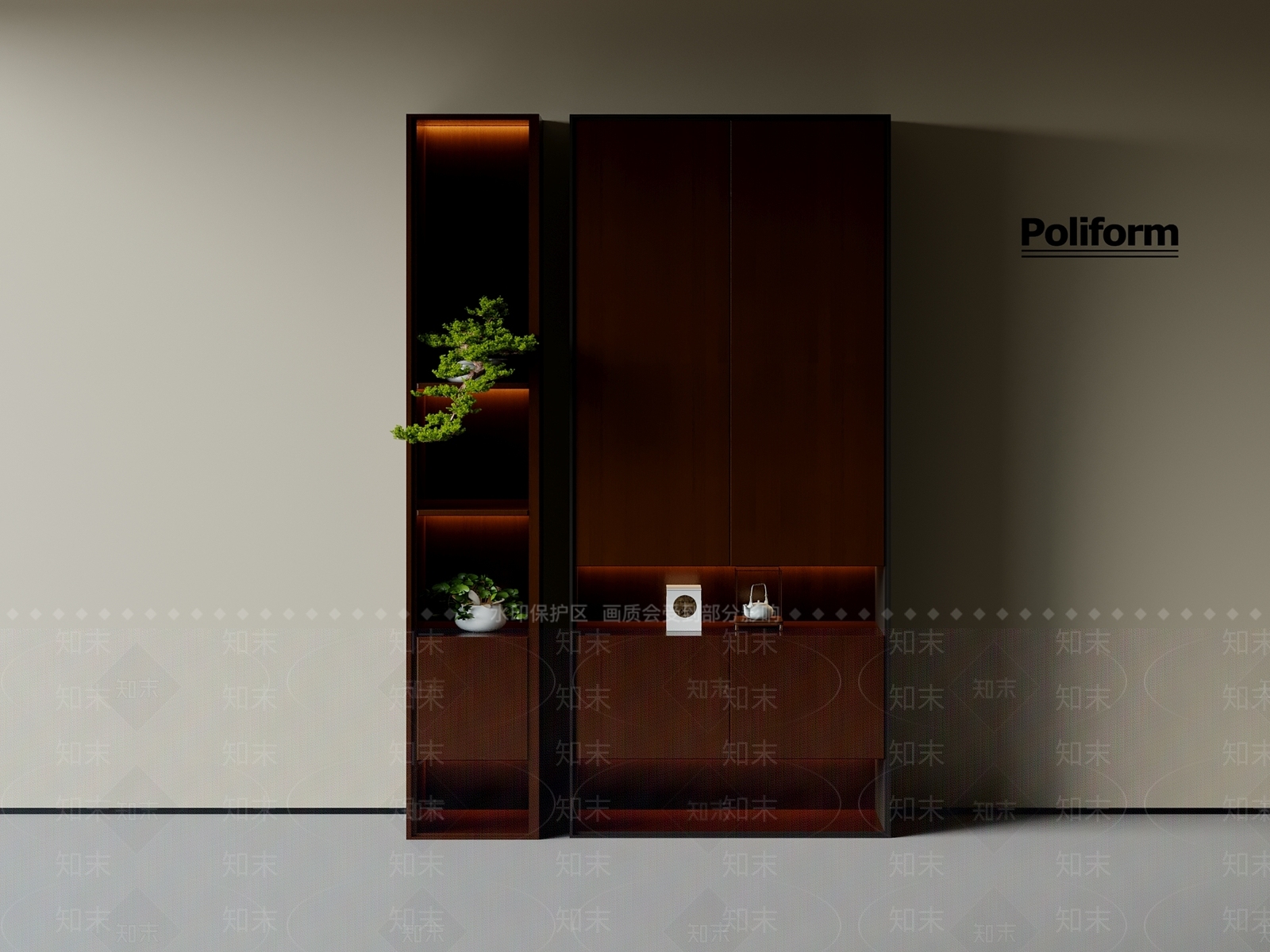 现代中式餐边柜3D模型下载【ID:1201394436】