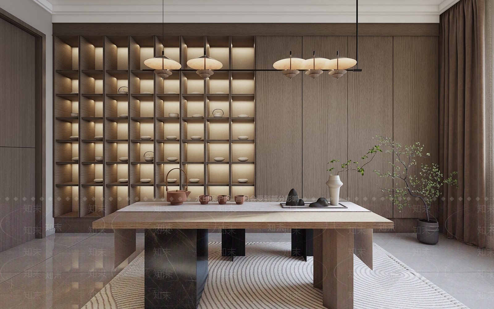 现代新中式茶室3D模型下载【ID:1201394546】