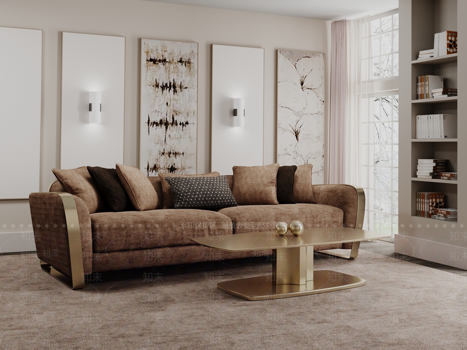 现代美式家居客厅3D模型下载【ID:1201394881】