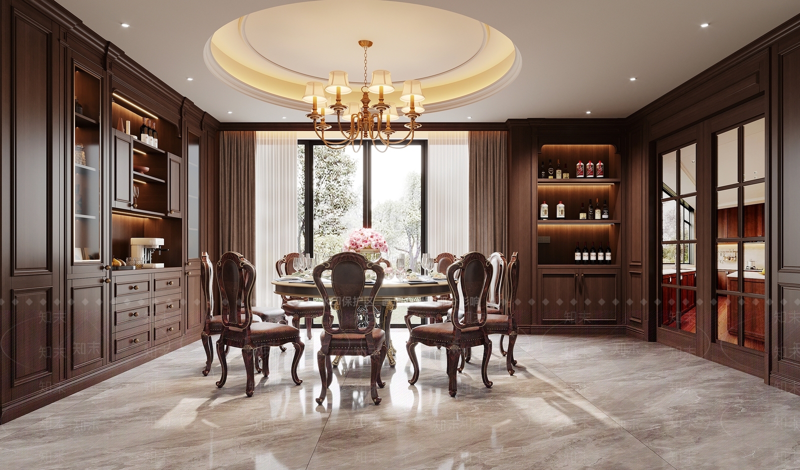 中式别墅餐厅3D模型下载【ID:1201396401】
