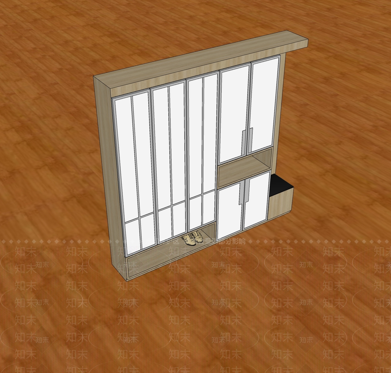 现代鞋柜SU模型下载【ID:1201396336】
