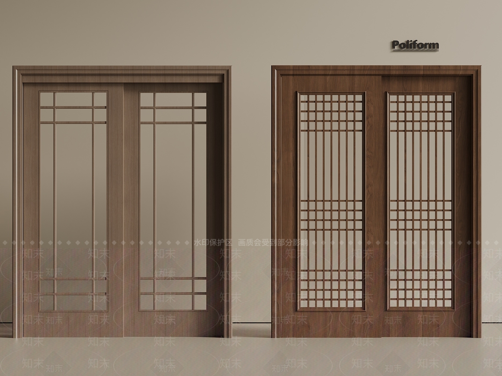 新中式中式推拉门3D模型下载【ID:1201396684】