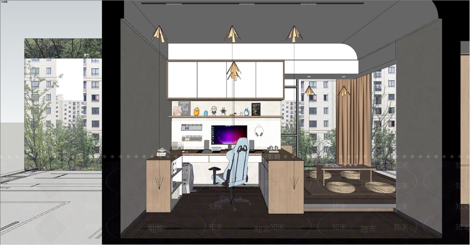 现代新中式电竞房SU模型下载【ID:1201397805】