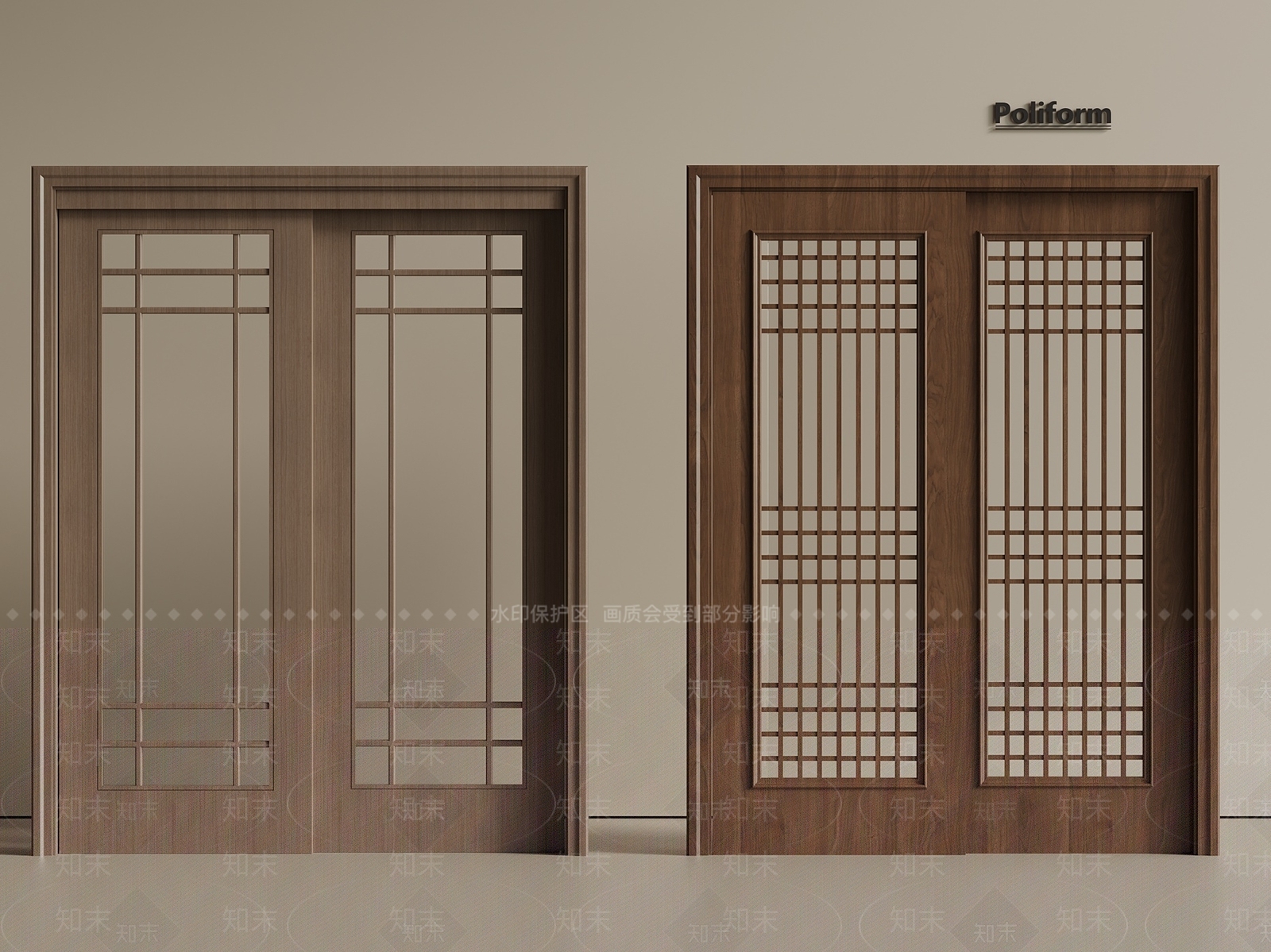 新中式中式推拉门SU模型下载【ID:1201398816】