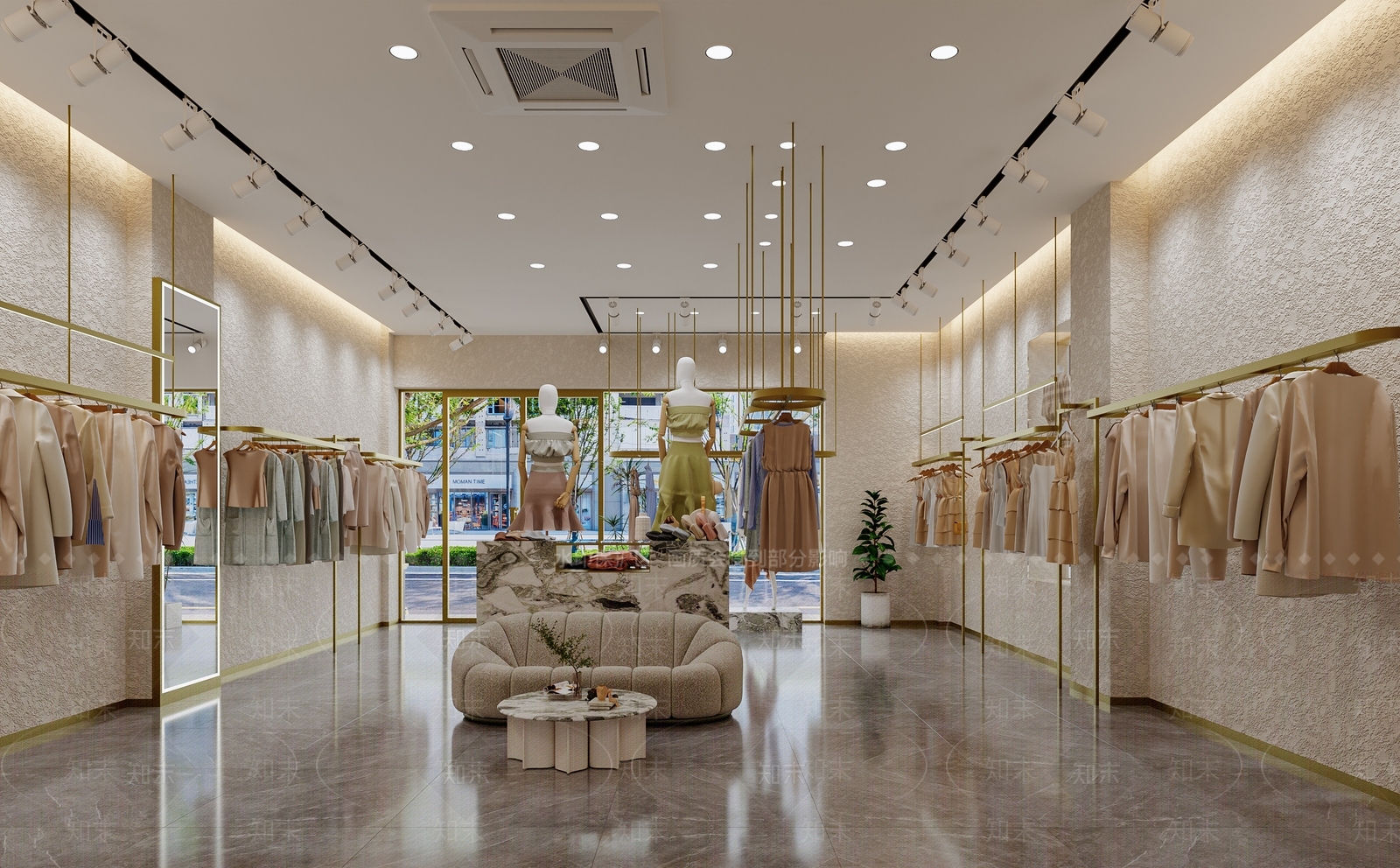 现代奶油服装店3D模型下载【ID:1201400012】
