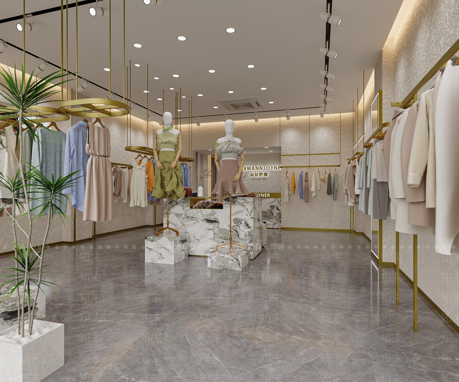 现代奶油服装店3D模型下载【ID:1201400012】