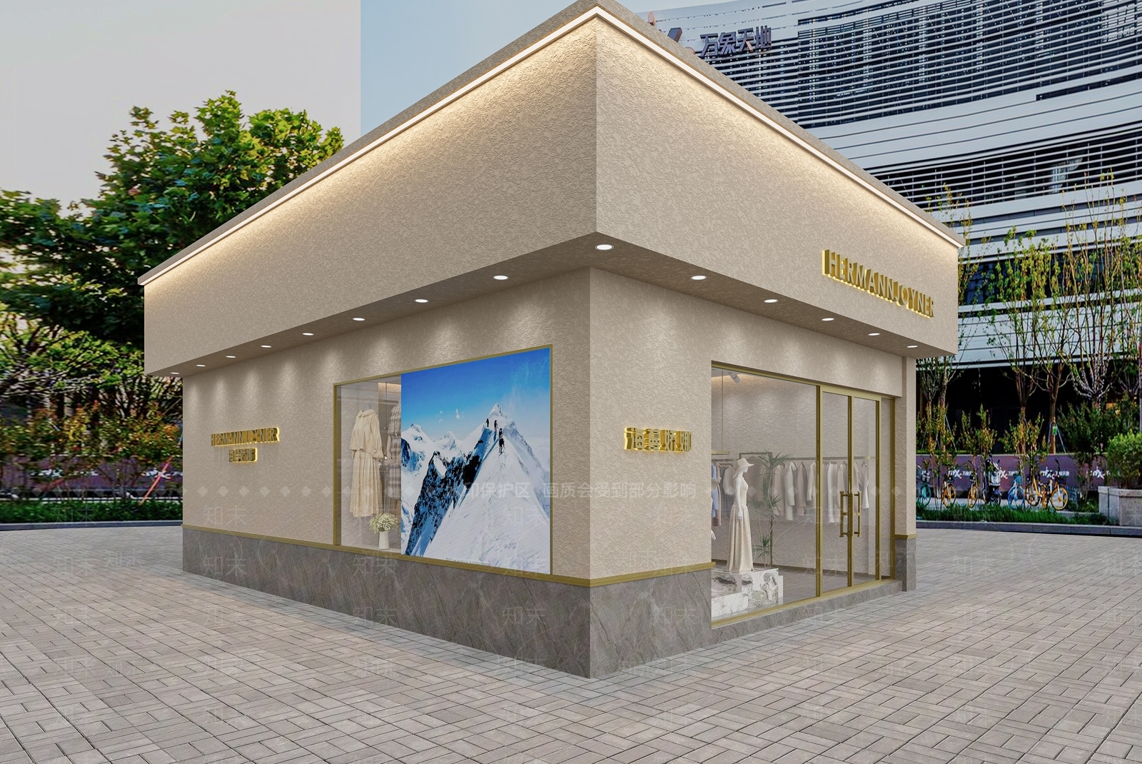 现代奶油服装店3D模型下载【ID:1201400012】
