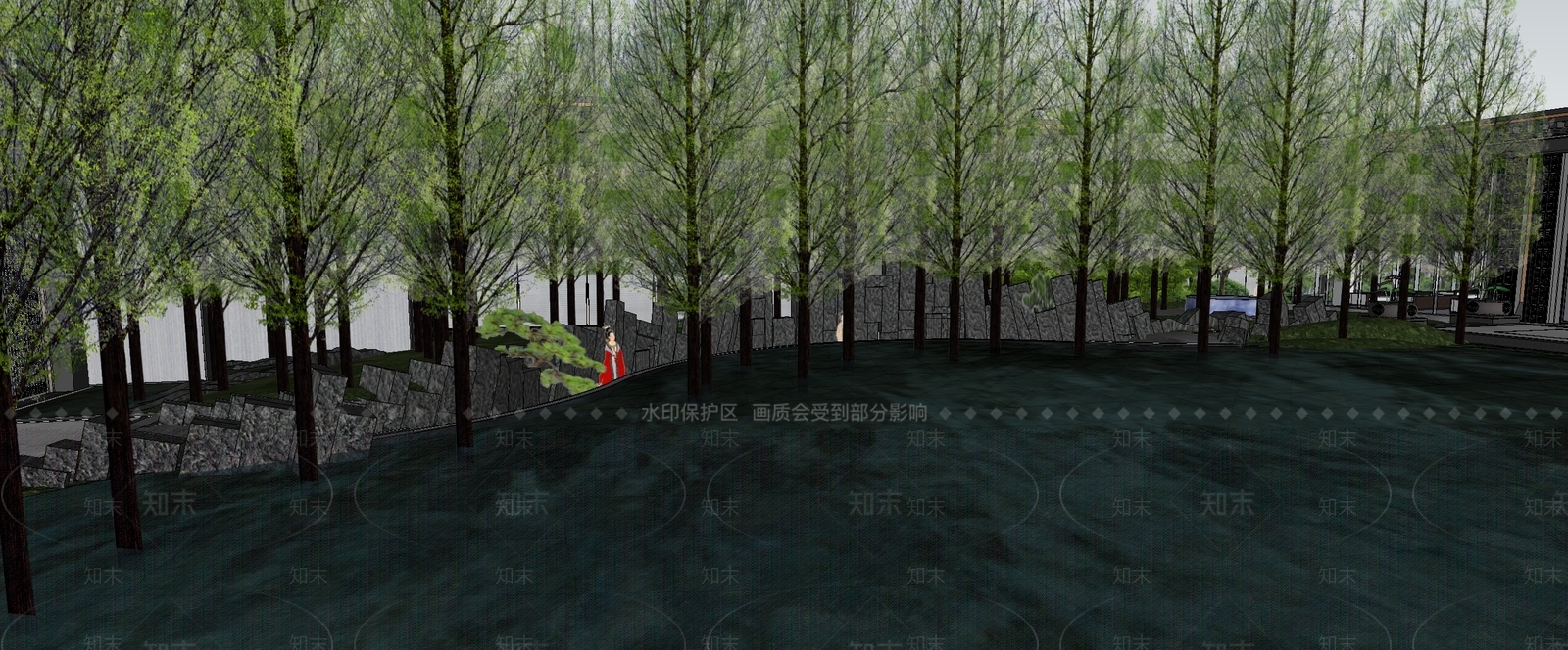 新中式小区景观SU模型下载【ID:1201403948】