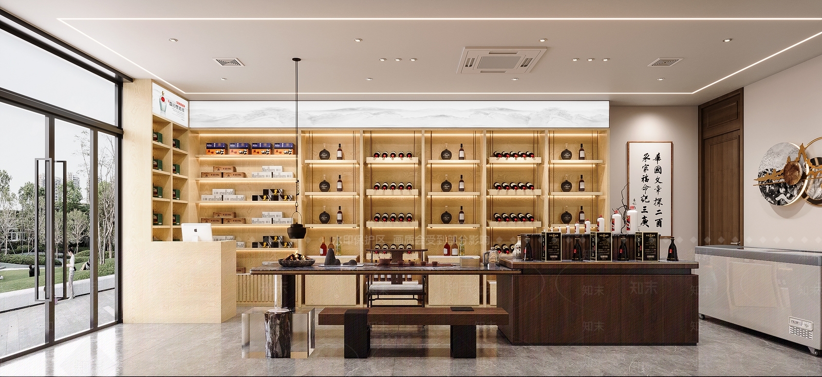 现代新中式茶叶店3D模型下载【ID:1201406265】