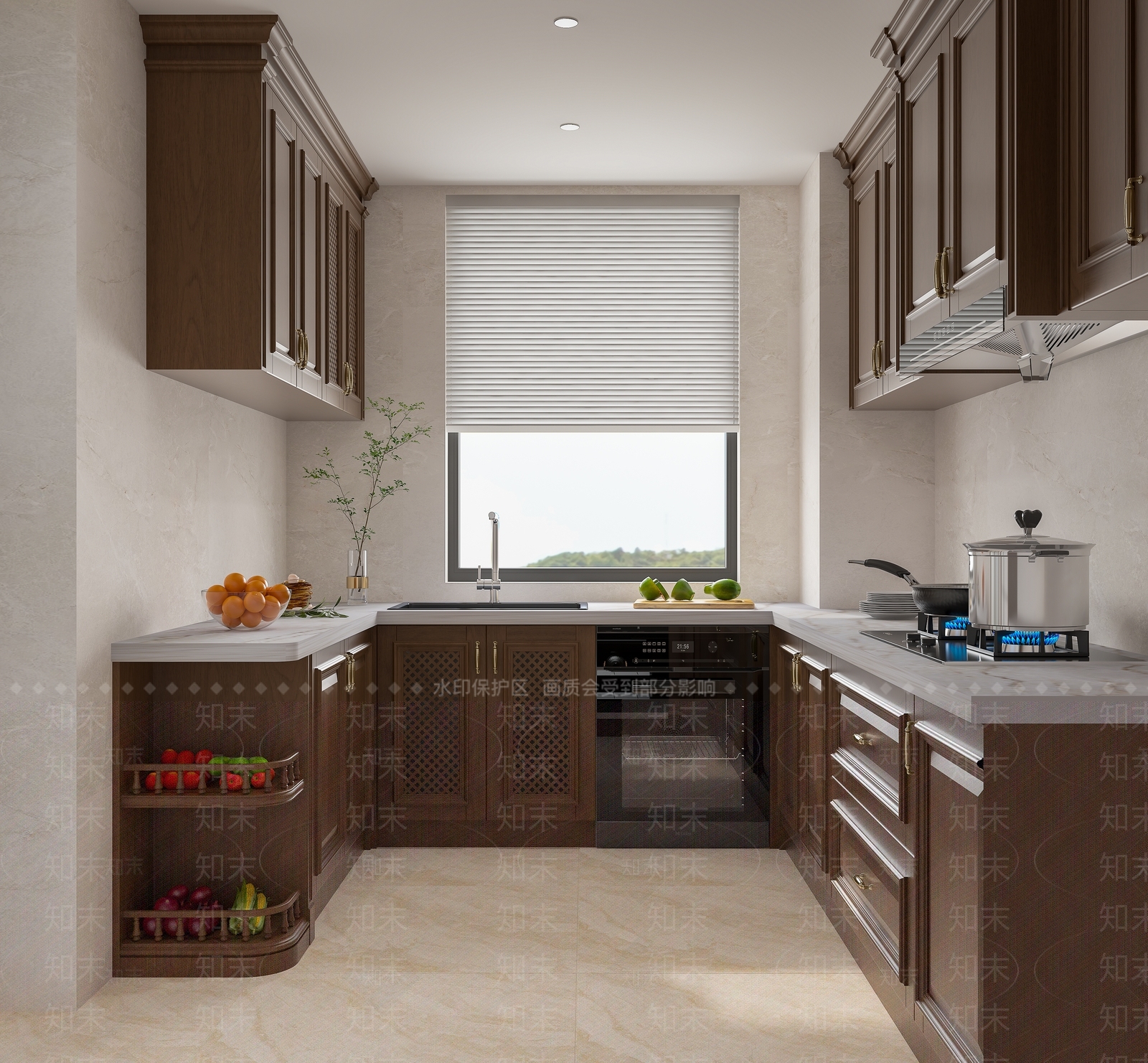美式欧式封闭式厨房3D模型下载【ID:1201409861】