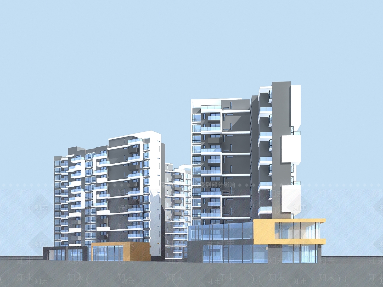 现代高层住宅3D模型下载【ID:1201411701】