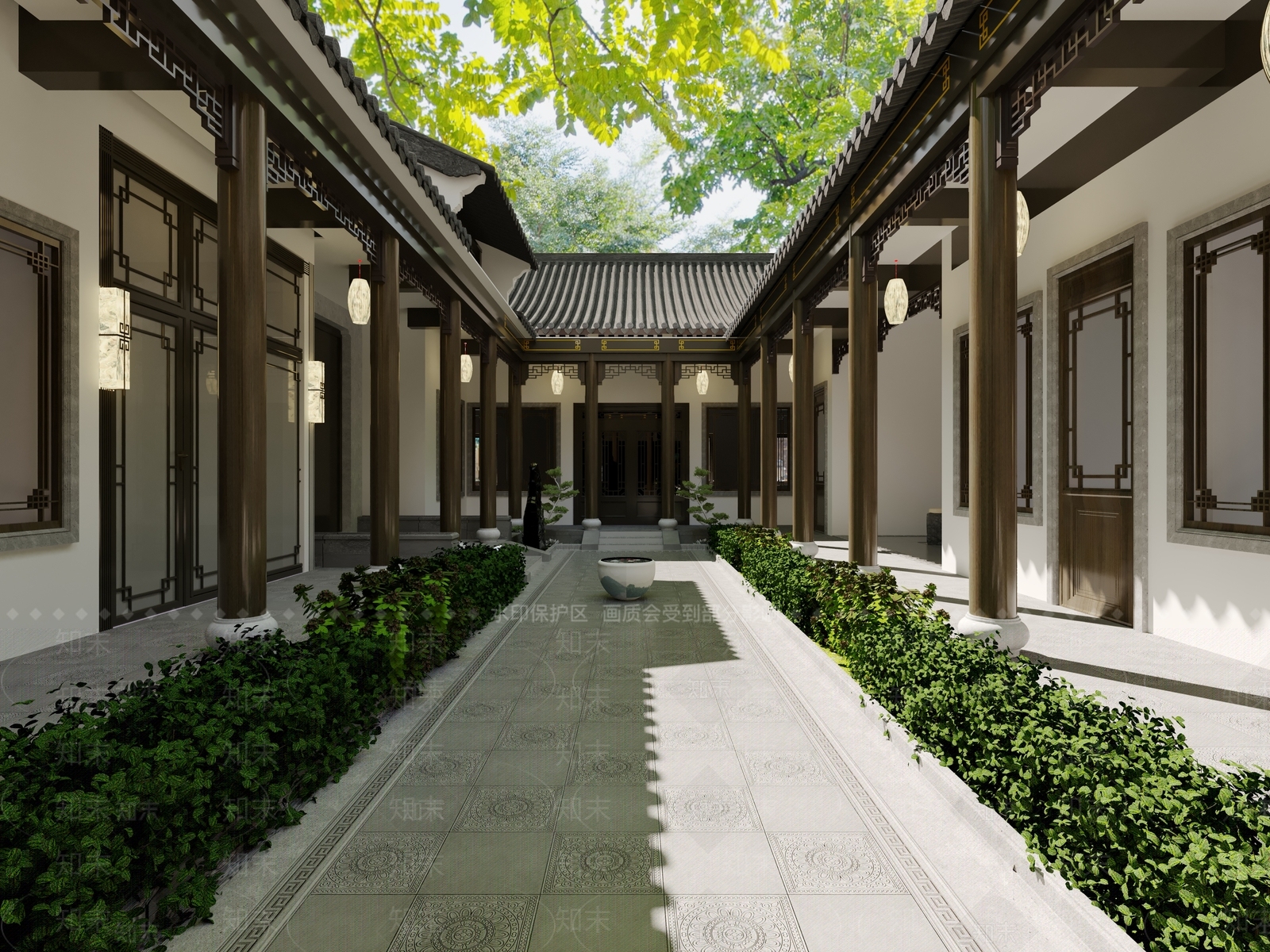 中式新中式四合院3D模型下载【ID:1201411841】