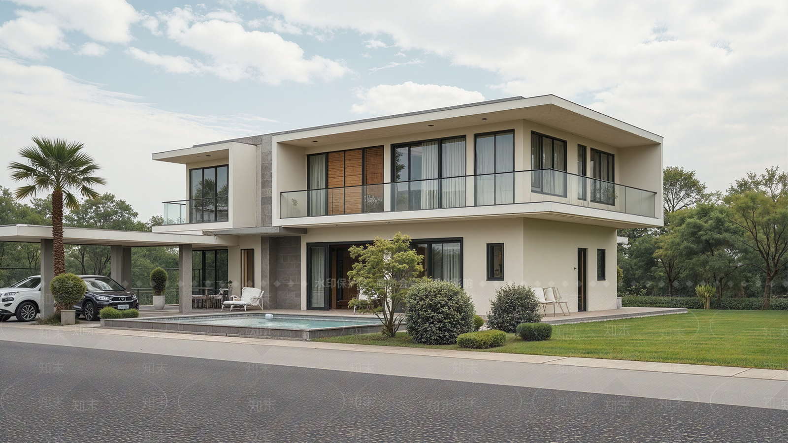 现代简约独栋别墅SU模型下载【ID:1201411889】