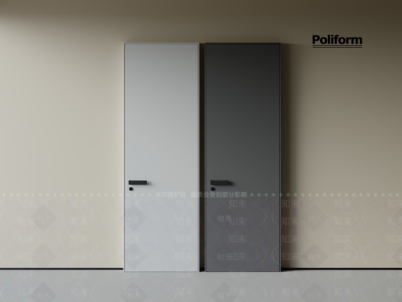 现代极简单开门3D模型下载【ID:1201411947】