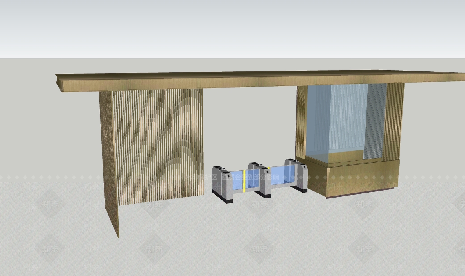 现代新中式入口大门SU模型下载【ID:1201412384】