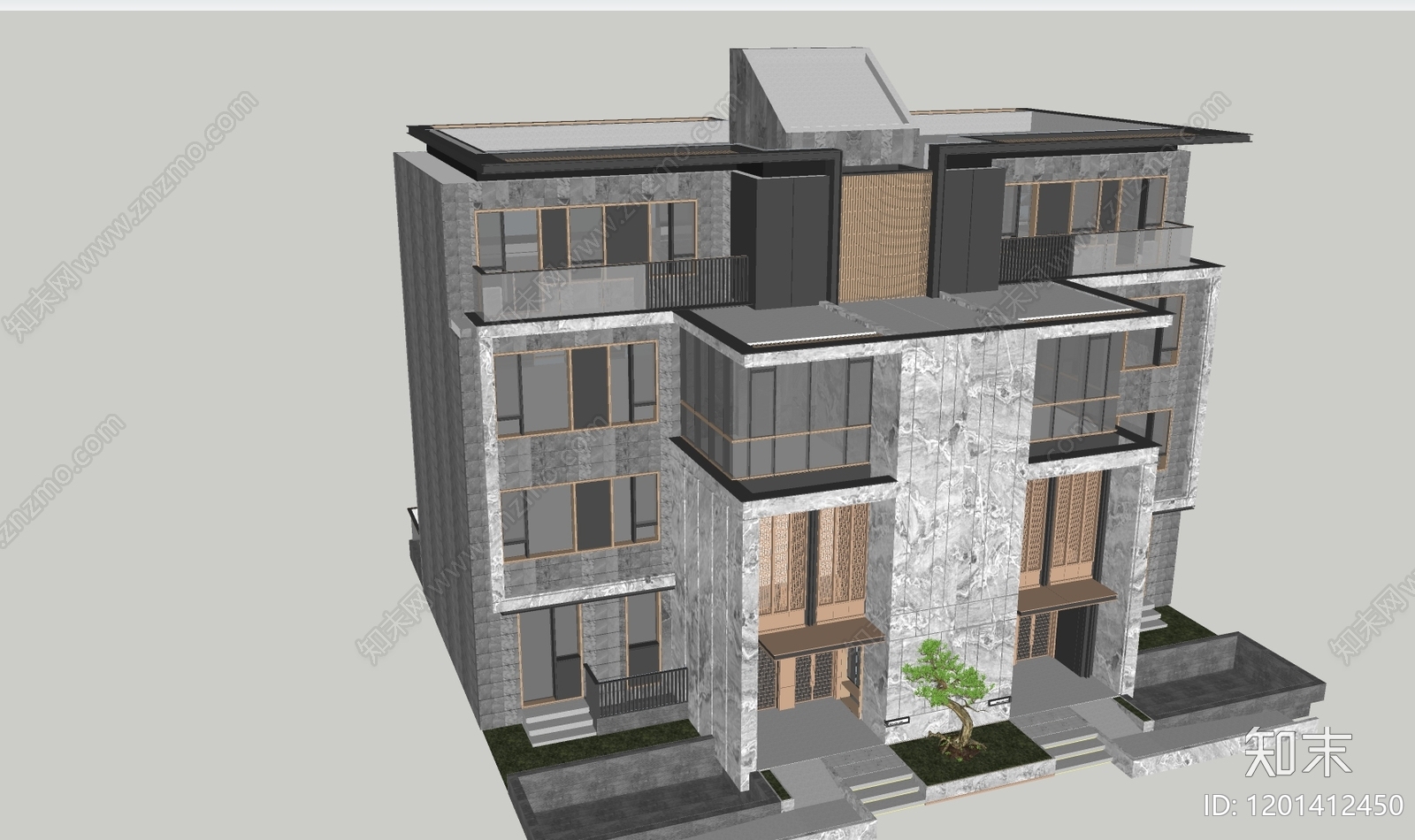 现代新中式多层住宅SU模型下载【ID:1201412450】