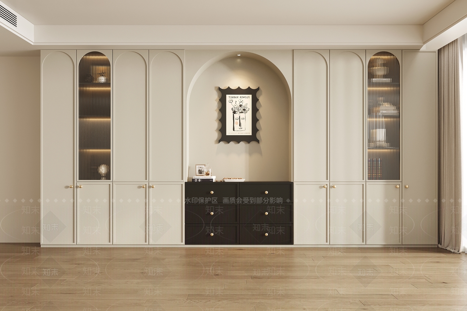 法式书柜3D模型下载【ID:1201415755】