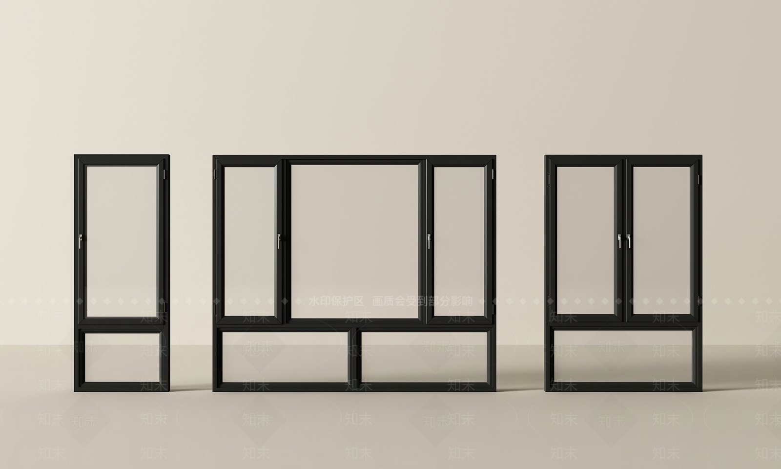 现代平开窗3D模型下载【ID:1201416442】